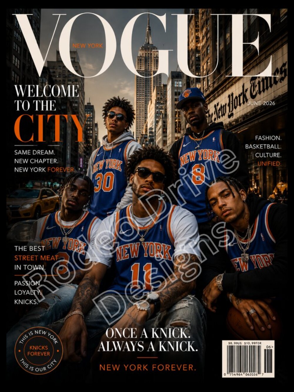 New York Knicks Vogue Style Poster 11x17 Unframed by Rodeo Drive Designs